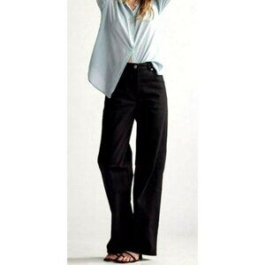 Thakoon High Waisted Denim Flare Leg Pants Sz 10 Black Classic 5 Pocket Trendy